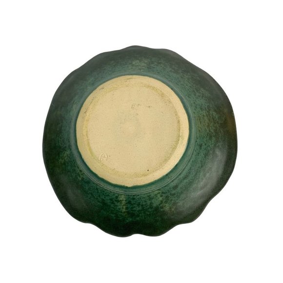 Signed Art Pottery Green Frog Speckled Glaze Lilypad Design - Picture 6 of 9